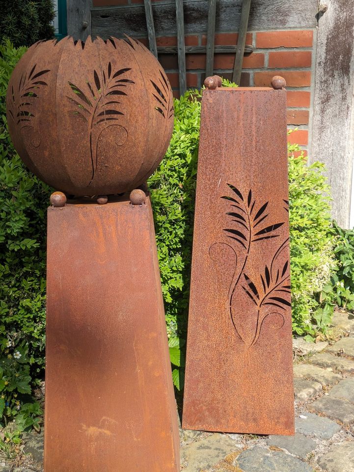 Säule Stele Pflanzgefäß FARN 100cm Edelrost Gartendeko in Hermannsburg