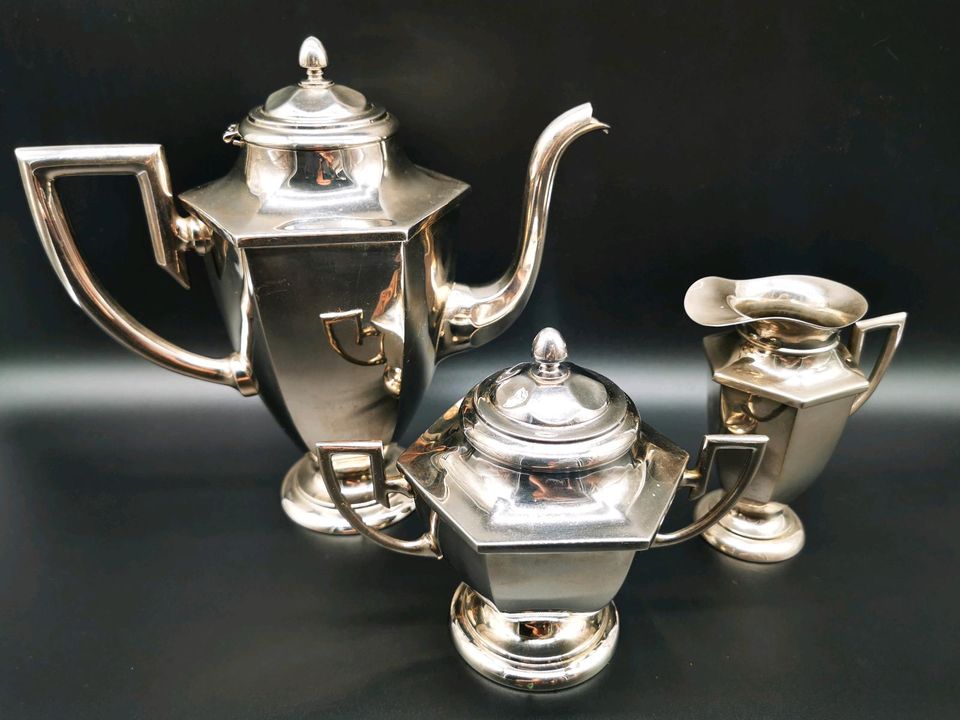Tee-Service Kaffee-Service Silber-Optik Kännchen Set alt Antik in Herne