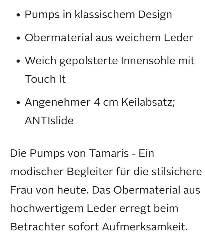 Tamaris Leder Pumps Gr. 39 in Berlin