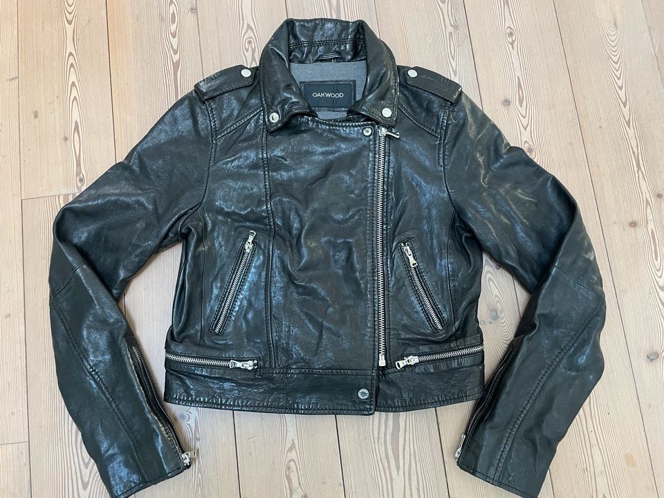 Oakwood Lederjacke Bikerstyle schwarz Größe M, neuwertig in Bad Aibling