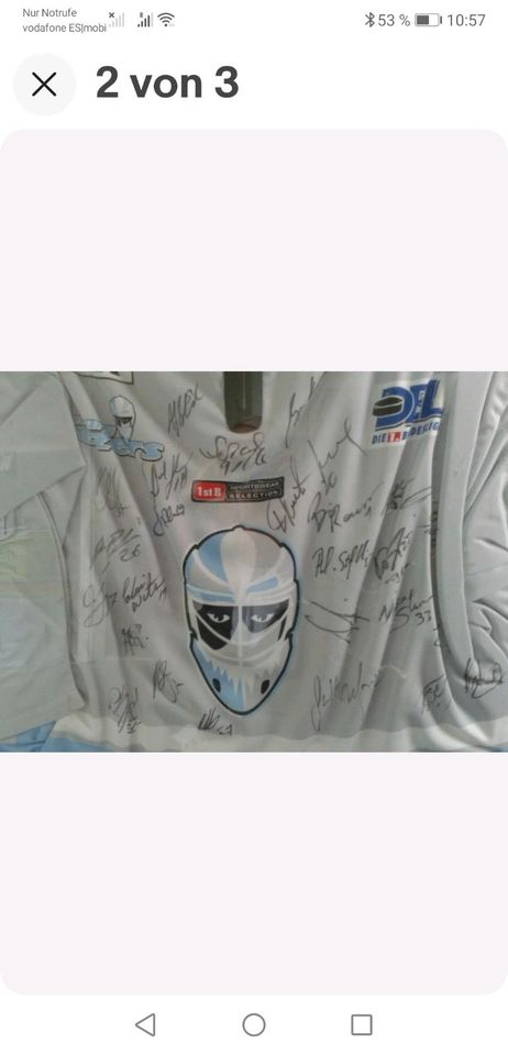 Hamburg Freezers 1. Trikot Original Unterschriften hinter Glasbil in Kaltenkirchen