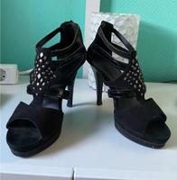 High Heels Sandaletten mit Nieten und Glitzer Gr 38 schwarz Nordrhein-Westfalen - Werne Vorschau