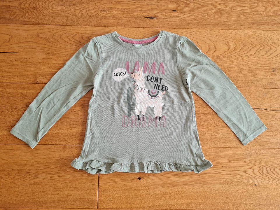 Kinderkleidung Mädchen Langarmshirt Glitzer Lama Größe 122 w.NEU in Windorf