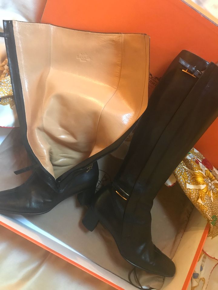 HERMES Paris Stiefeln, black, Gr. 38,5 mit Dustbag & Karton in Burghausen