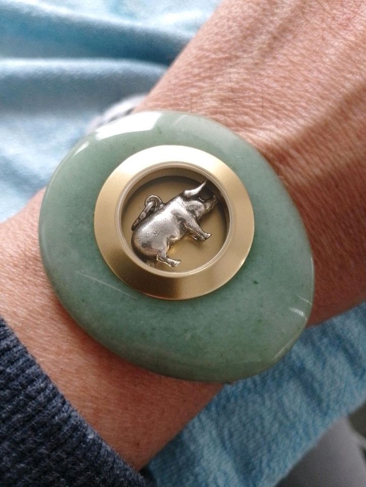 Puzzle Swiss Uhr defekt zum Armband umgebaut 925 Silber Jade in Fellbach