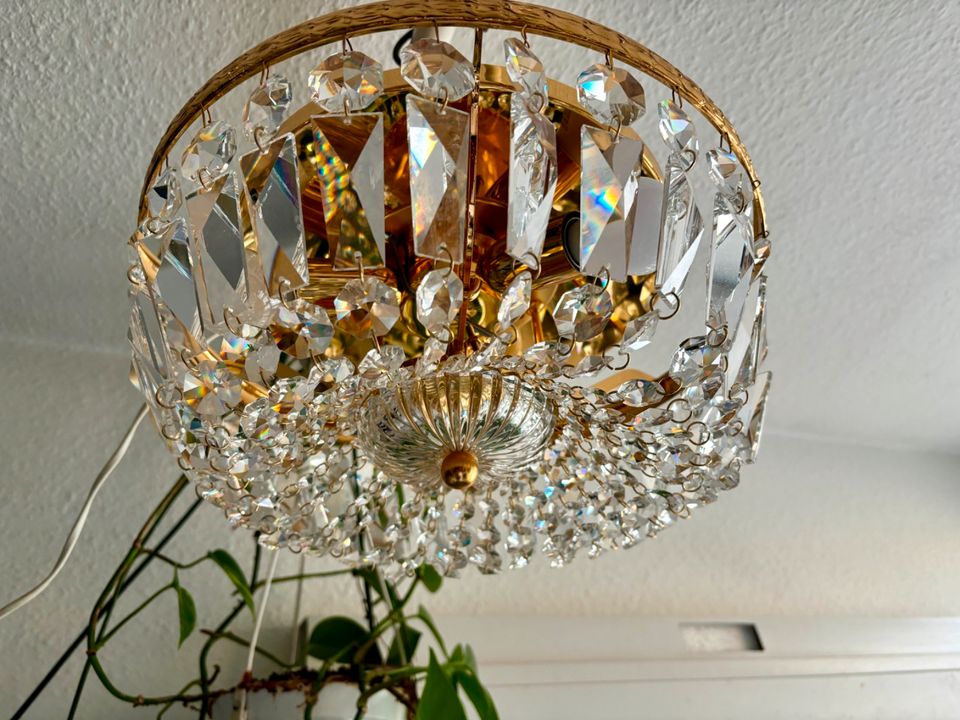 Vergoldete Deckenlampe Deckenleuchte mit Kristallgläser D34,5 TOP in Köln