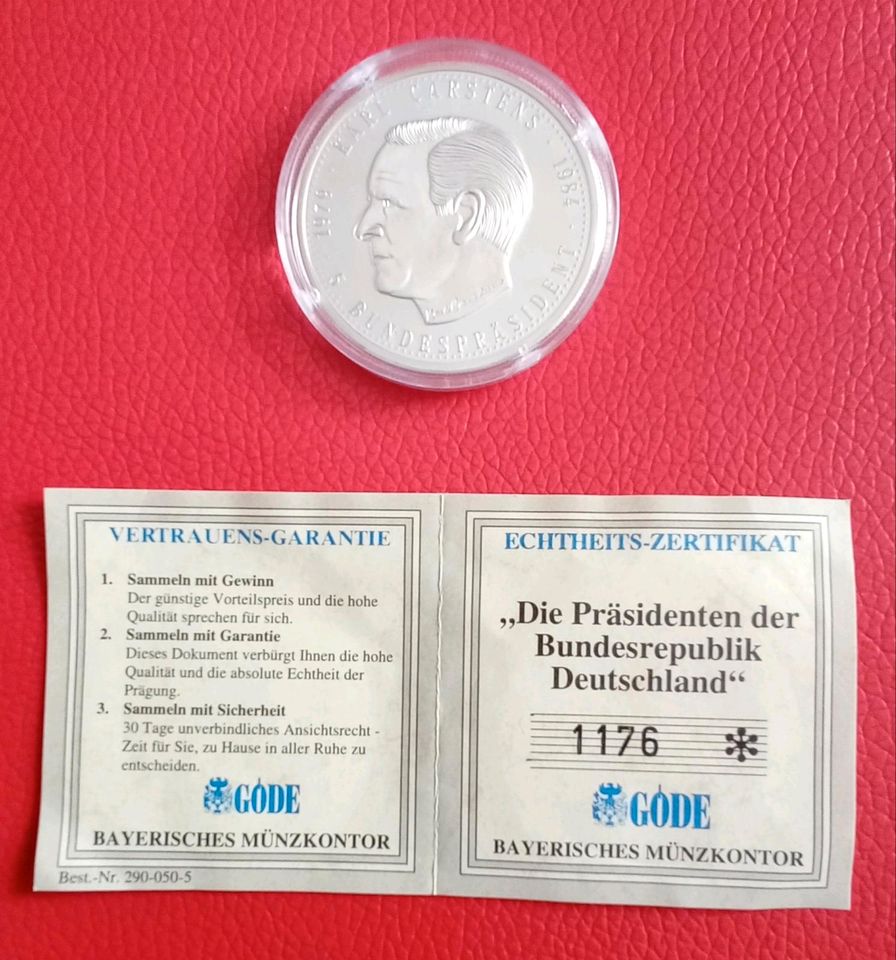 4 Münzen/Medaillen deutscher Bundespräsidenten aus Feinsilber in Zirndorf