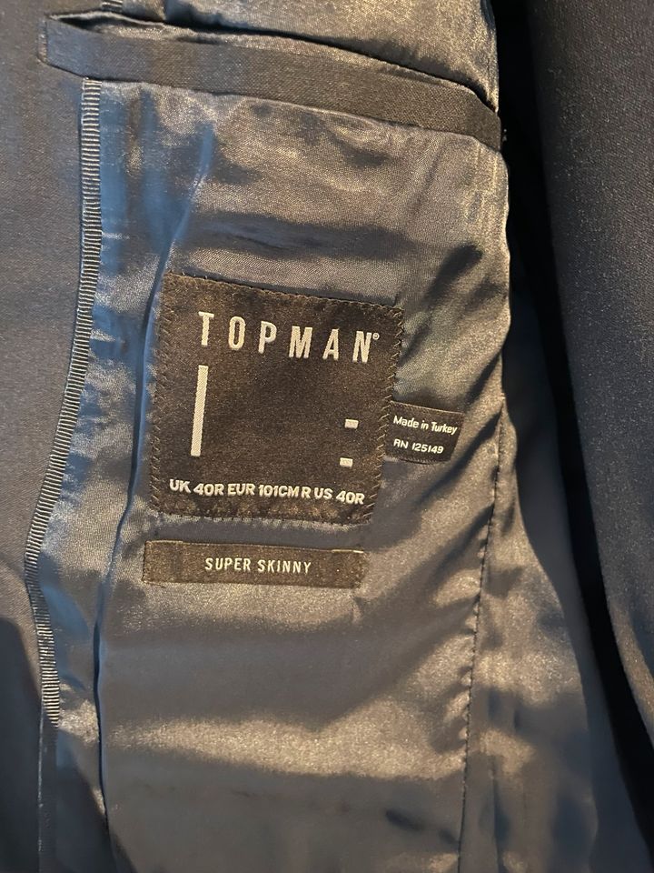 Topman slim skinny fit Herren Anzug Sakko Hose marineblau M in Siegen