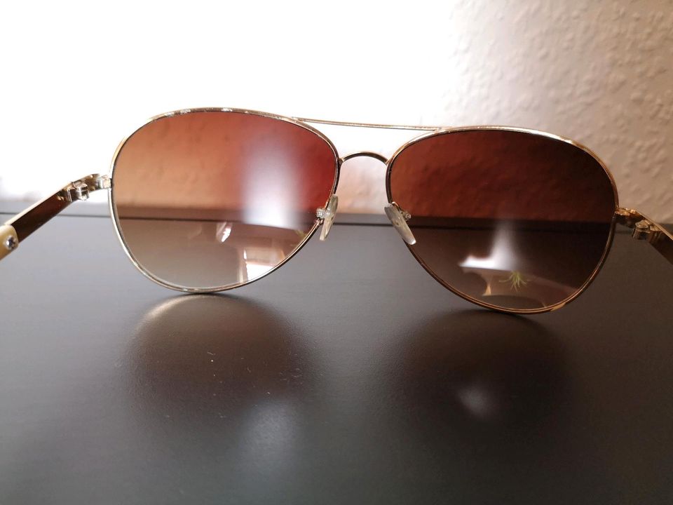 Piloten-Sonnenbrille Beige mit braungetönten Gläsern in Steinheim