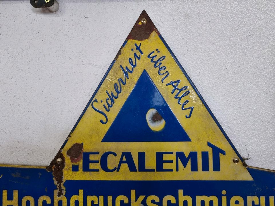 ❌️ Altes SAARBERG Emailleschild TECALEMIT Grube Maybach in Heusweiler