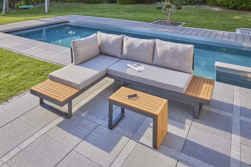 »Sungardo« Gartenlounge Set 3tlg. Anthrazit aus Aluminium Akazie in Lübeck