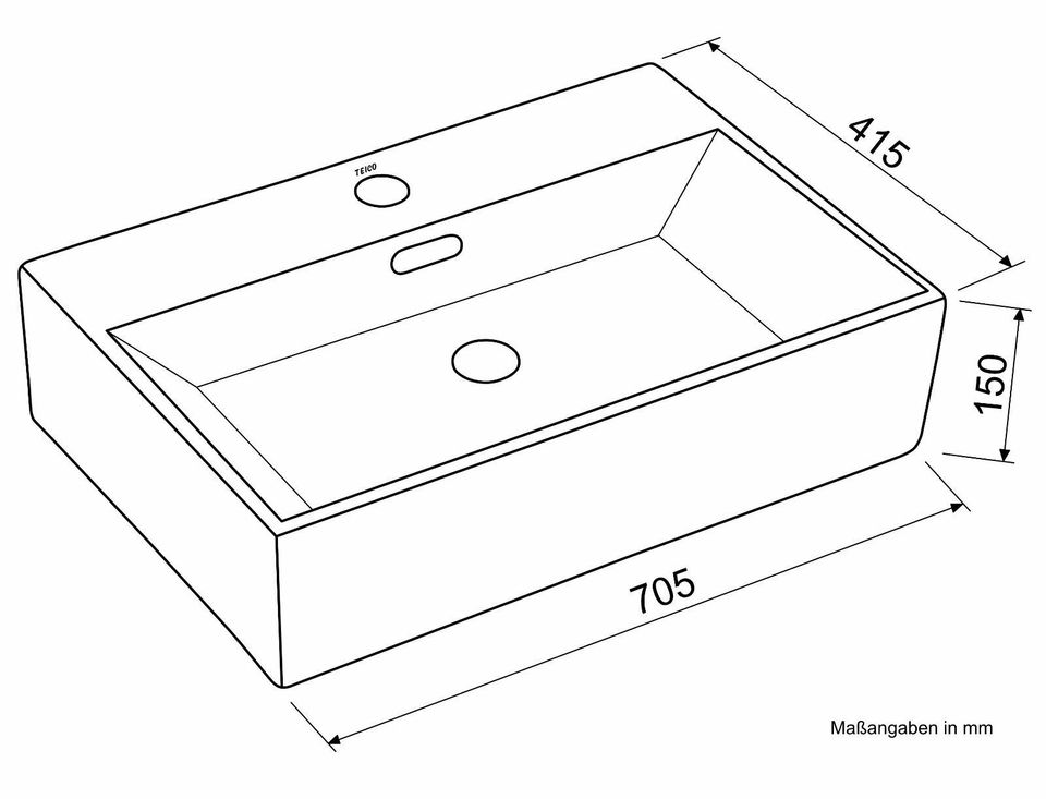 TEICO Keramik Bad Waschtisch 70cm Waschbecken Waschschale in Hamminkeln