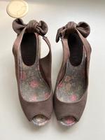 Wedges , Peeptoe, Sandalen Gr. 38 braun Textil Bayern - Neu Ulm Vorschau