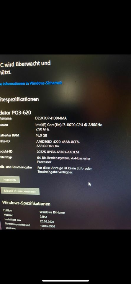 Acer Predator Gaming PC RTX 2060 Super 8GB I7-9700K in Hamburg