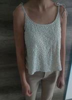 Stradivarius Pailletten Top beige creme Größe S Sachsen - Riesa Vorschau
