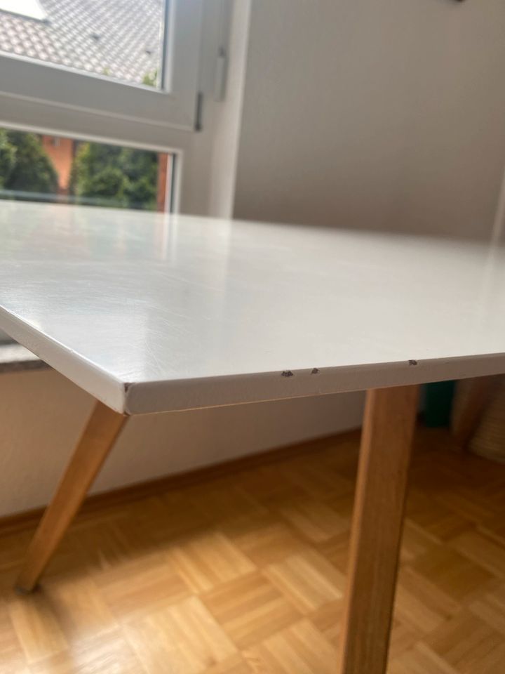 Esstisch weiße Platte 185x95x75cm, Beine eichenatur in Appenweier