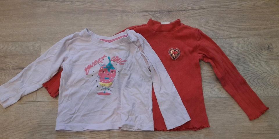 2 Stück dünne Baby langarm Shirt Pullover 92 rosa rot Mädchen in Traitsching