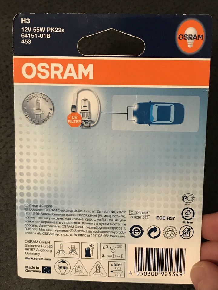 OSRAM H3 12V 55W PK22s 64151-01B Original SPARE PART neu & OVP in Erfurt