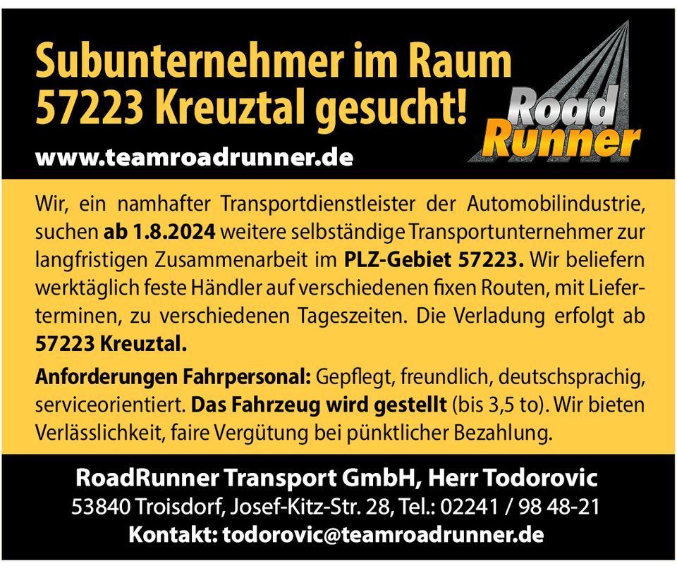 Subunternehmer im Raum 57223 Kreuztal gesucht! in Kreuztal