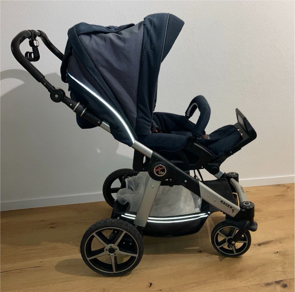 Kinderwagen mit Babyschale, Sitz und Geländerädern in Aspach