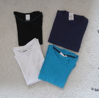 4x T-shirt einfarbig uni blau weiß schwarz 110 Junge basic Sommer Bayern - Gilching Vorschau
