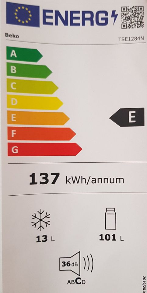 Kühlschrank mit Gefrierfach Beko TSE1284N Tischkühlschrank in Fischbach