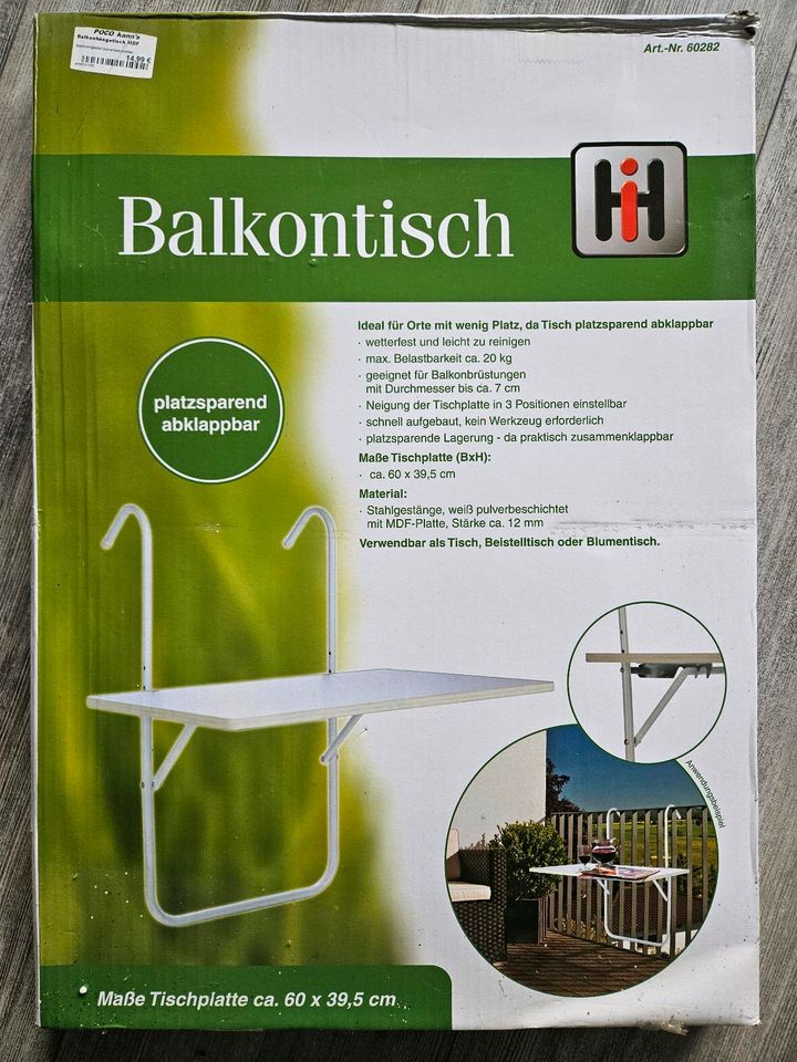 Balkontisch wie Beistelltisch hängend in Wartenberg