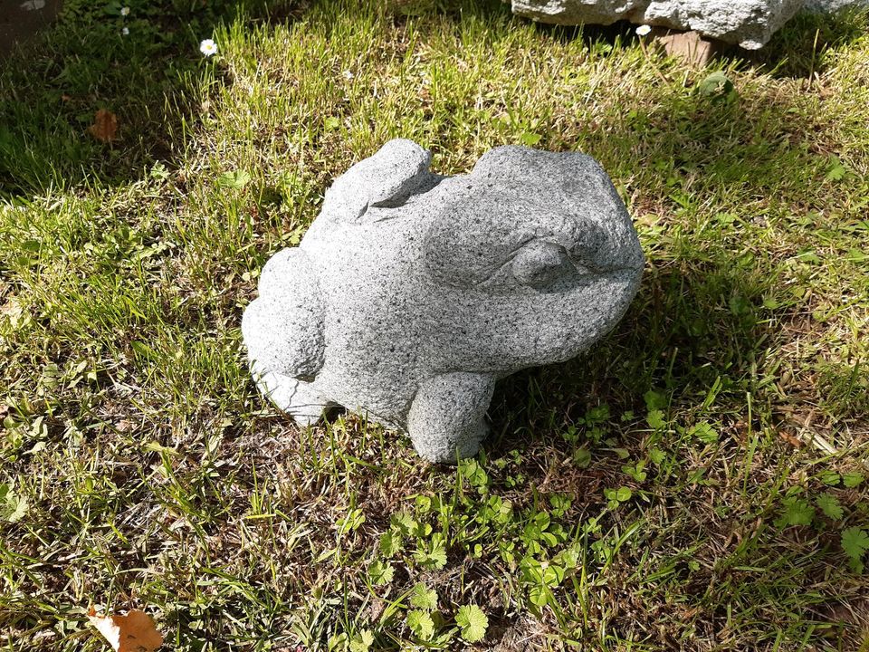 Gartenfigur Granit Frosch mit Babyfrosch auf dem Rücken in Bad Wildungen