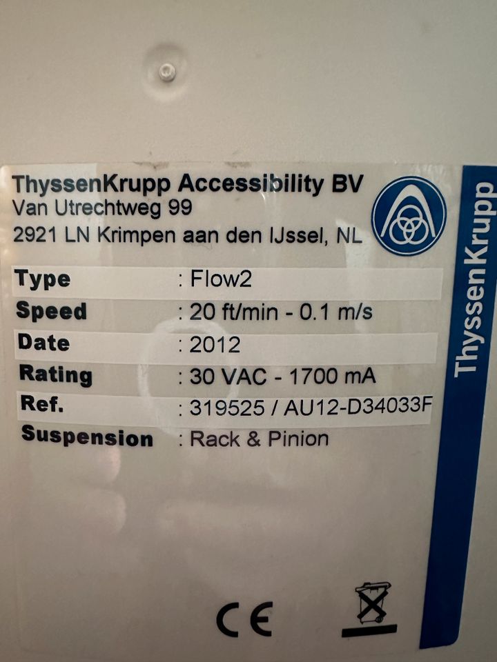 Treppenlift Thyssen Flow 2 /sehr guter Zustand/ bereits abgebaut in Eutingen