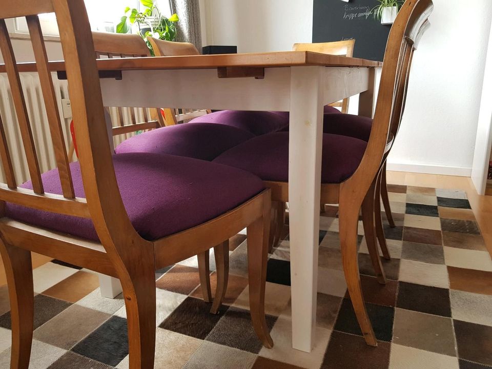 Tisch 80×160cm Massivholz Kiefer honigfarbend; Gestell: weiß in Braunschweig