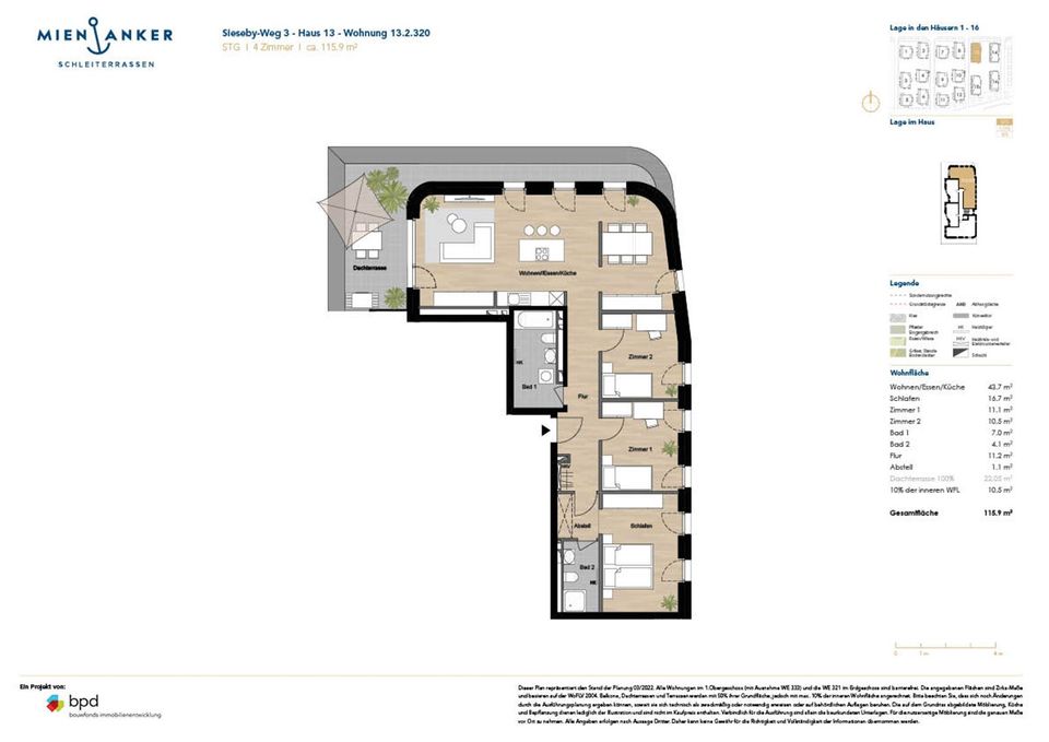 4-Zimmerwohnung mit großer Dachterrasse und 2 Bädern | Musterwohnung zu besichtigen in Kappeln