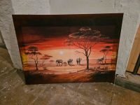 ☆ Bild Afrika Deko Gemälde 110x90 Elefanten Sonnenuntergang ☆ Mecklenburg-Vorpommern - Stralsund Vorschau