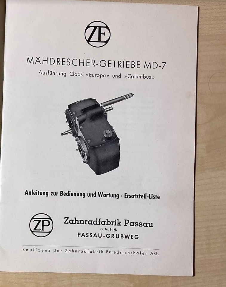 Buch Mähdrescher- Getriebe MD-7, Zahnradfabrik Passau in Schrobenhausen