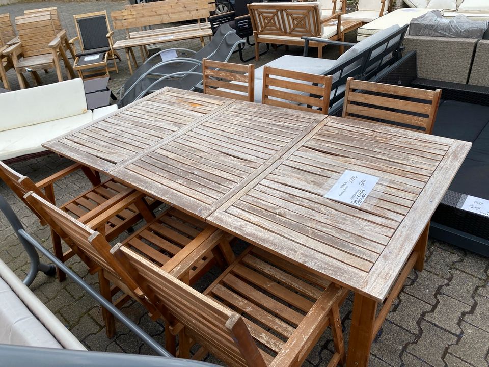 Tisch Stühle 6er Set Holz Garten Terrasse Outdoor Möbel UVP 1129€ in Alsfeld