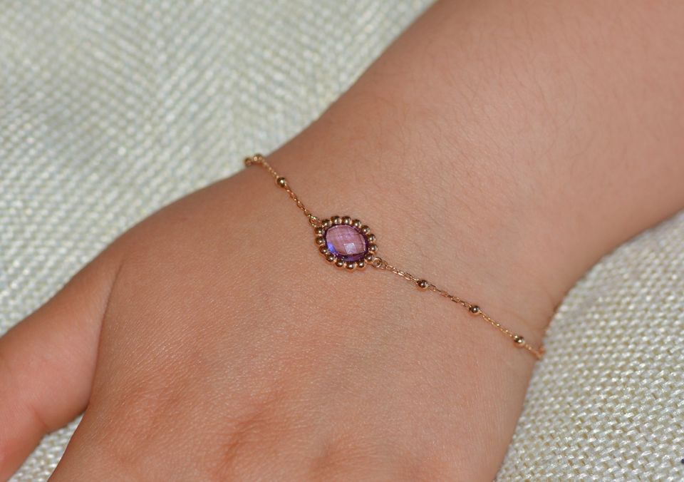 Damenarmband Goldarmband Armband Amethyst 585 / 14 Karat Gold in Rohrbach