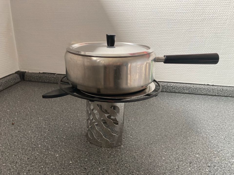 Vintage Fondue Set Metall klein für Fleischfondue in Neuss