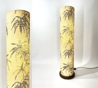 Large vintage floor lamp, fabric shade with floral deco, DDR 1960 Berlin - Mitte Vorschau