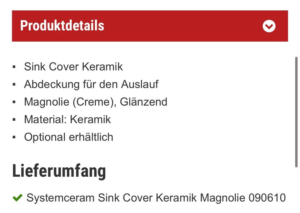 Systemceram sink Cover Magnolie / Abdeckung Spüle in Veitshöchheim