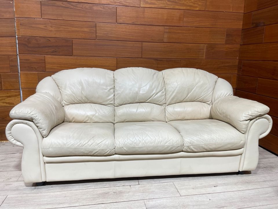 Echtleder Sofa Couch Dreisitzer Polster Weiß in Berlin