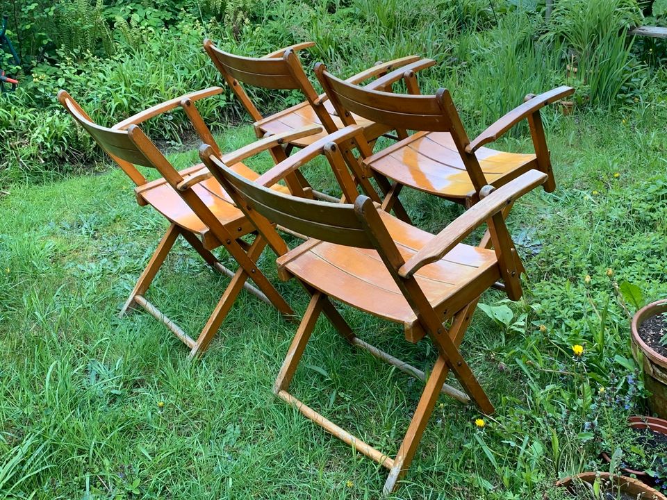 4 elegante Gartenstühle stabil Holz Jahn 60er Jahre Armlehnstuhl in Hamburg