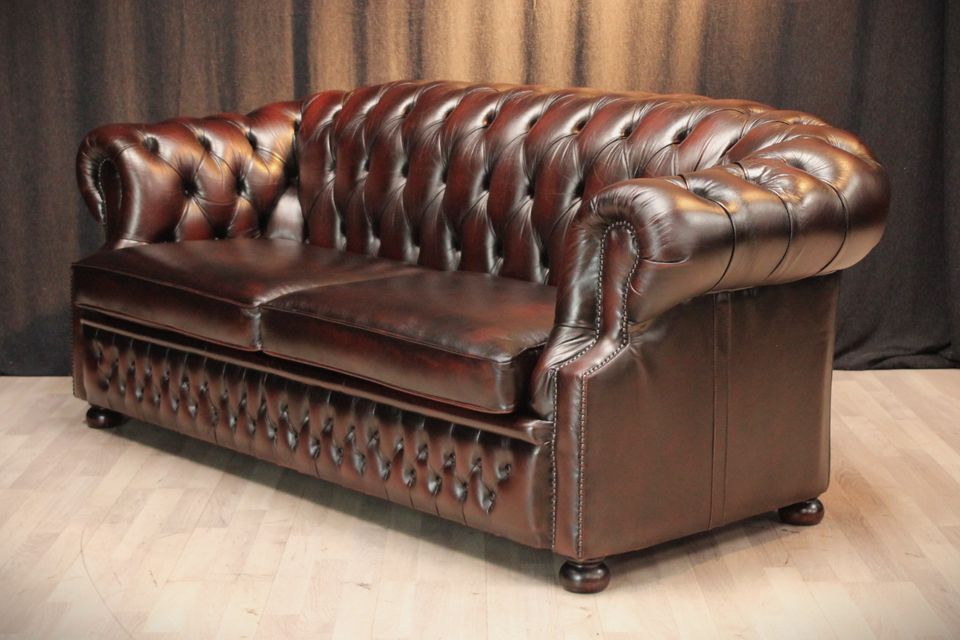 Winchester Chesterfield 3er Sofa, Rindleder, Rot/Braun in Heinsberg