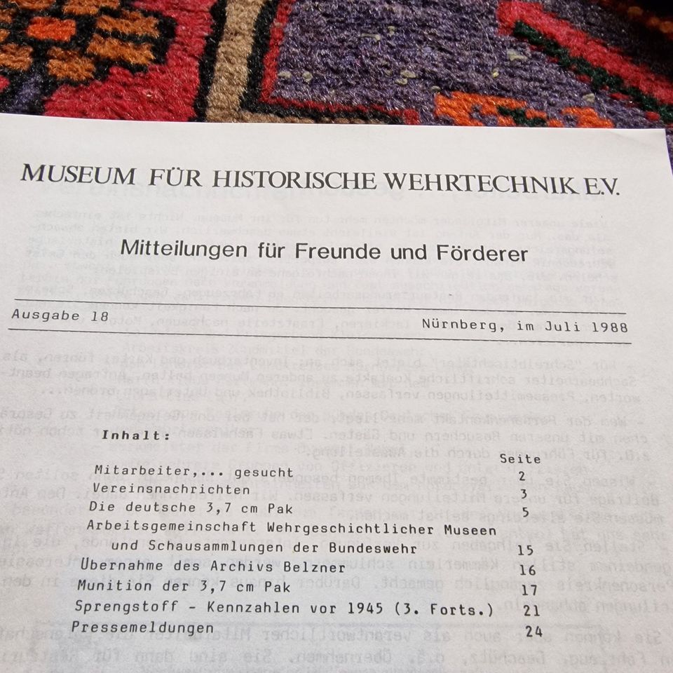 Museum für historische Wehrtechnik, Mitteilungen für Freunde und in Fürth