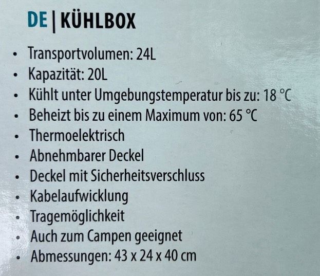 Tristar Kühlbox Kühltasche mit Heizfunktion 12V und 220-240V in Köln