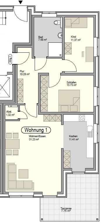 Eigentumswohnung 1 im Erdgeschoss (Mehrfamilienhaus 6 WE) in Wadersloh