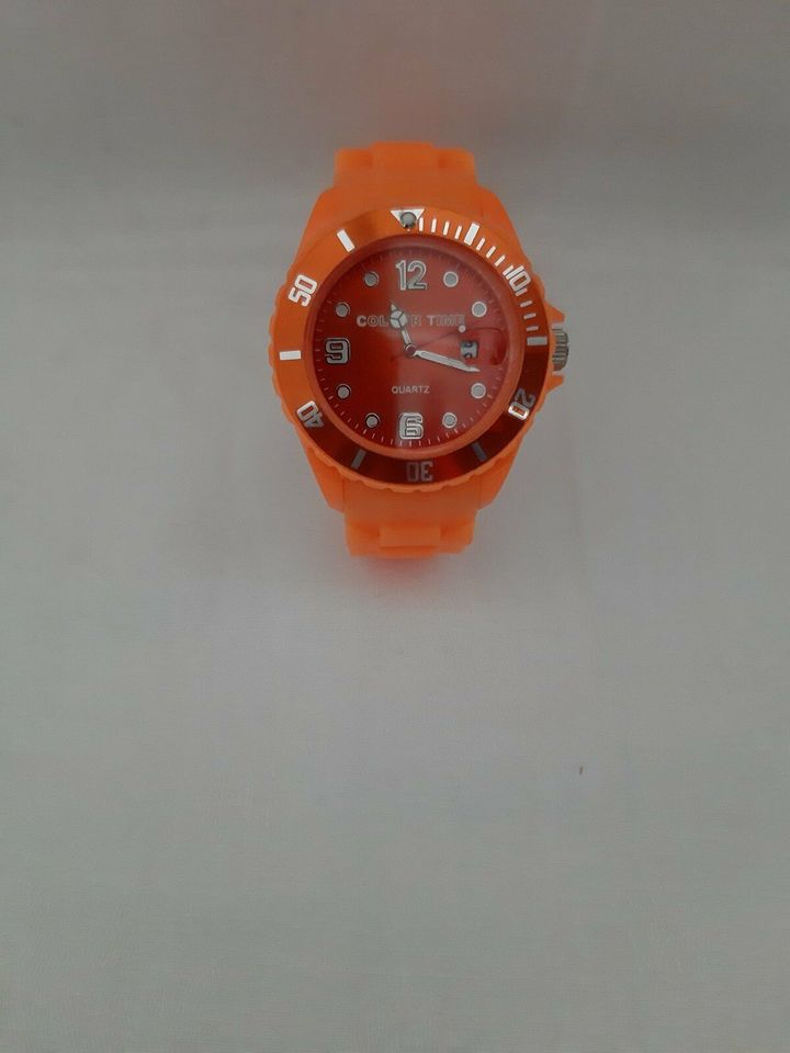 Armbanduhr Orange - Colour Time - Silikonband - wie neu in Hayingen
