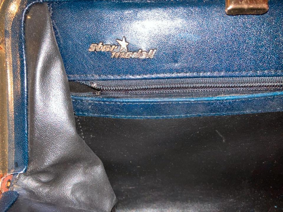 Handtasche von "Star Modell" Vintage dunkelblau NEU 70er Leder in Ingelheim am Rhein