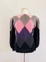 Vintage Pullover, Langarm, 80ies Style, Rauten, violett, Gr 38/M Bayern - Greding Vorschau
