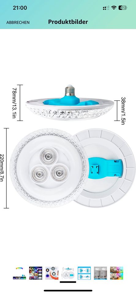 48W LED Deckenleuchte RGB,E27 LED Deckenlampe,3500K in Dessau-Roßlau