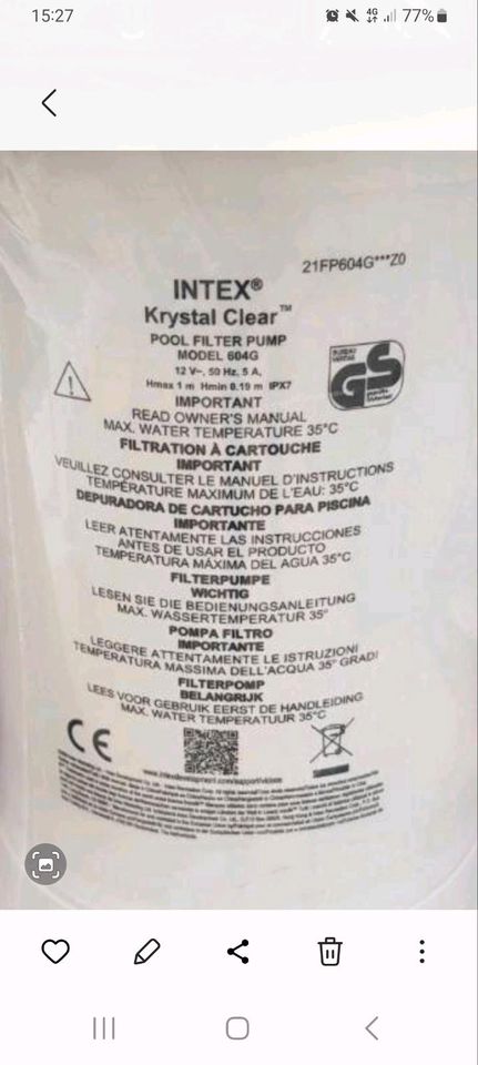 Intex 28604 Krystal Clear Cartridge Filter Pump in Köln