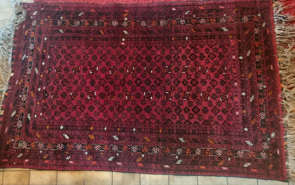 Handgeknüpfter Orient Teppich sehr fein 215 X 124 cm Pakistan Rot in Nidderau